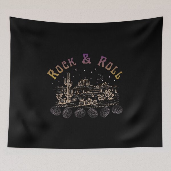 Item preview, Rock & Roll Desert Night | Vintage Western Cactus and Tumbleweeds Landscape | Soft Color Edition designed and sold by SunandShade.
