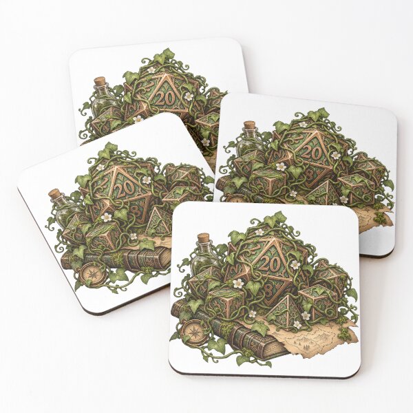 Item preview, Vine-Wrapped Polyhedral Dice – Tabletop Gaming Illustration designed and sold by Xnuery.