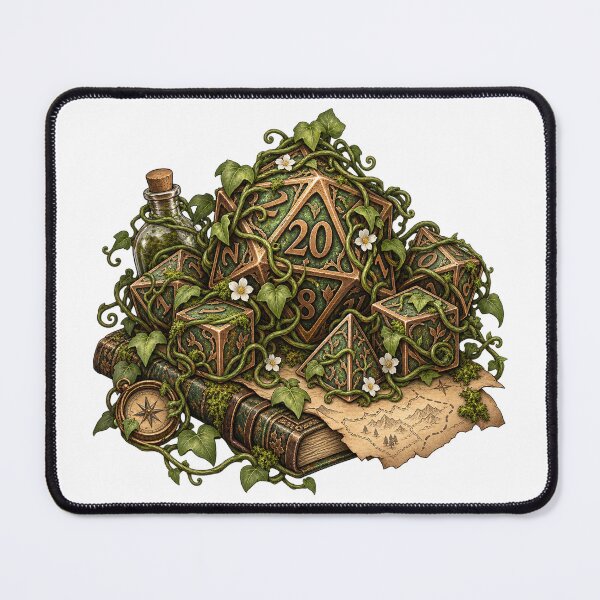 Item preview, Vine-Wrapped Polyhedral Dice – Tabletop Gaming Illustration designed and sold by Xnuery.