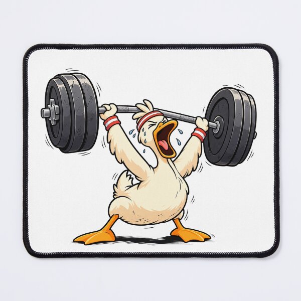 Item preview, No Pain No Quack Funny Weightlifting Duck Gym Cartoon designed and sold by MOTAS Graphics .