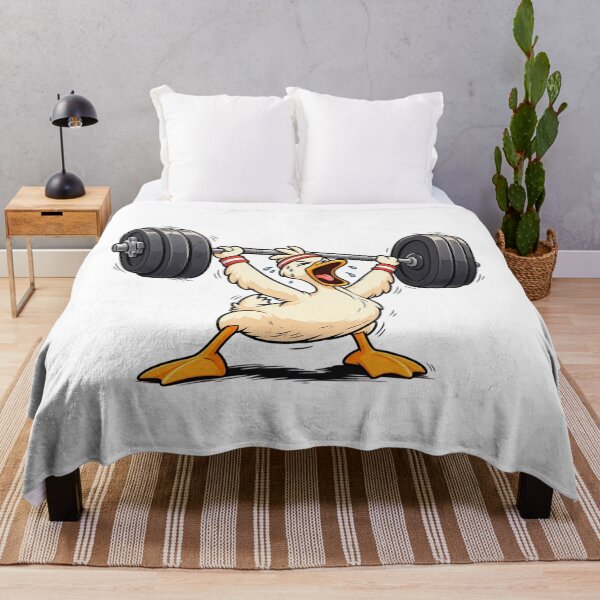 Item preview, No Pain No Quack Funny Weightlifting Duck Gym Cartoon designed and sold by MOTAS Graphics .