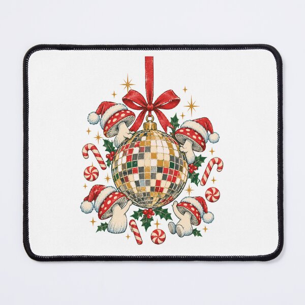 Item preview, Vintage Disco Ball Christmas Ornament with Mushrooms designed and sold by Watercolorsart.