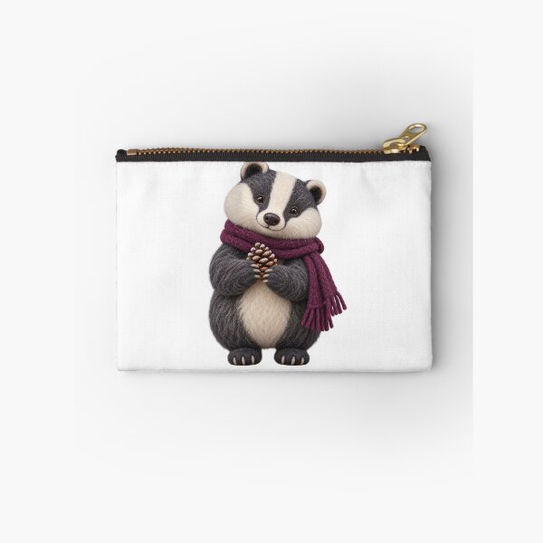 Item preview, Needle Felt Badger Plum Scarf Pinecone Winter Art designed and sold by TeNovaStudio.