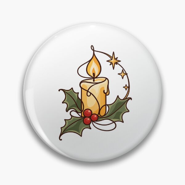 Item preview, Holly Candle Golden Stars Continuous Line Holiday Art designed and sold by TeNovaStudio.