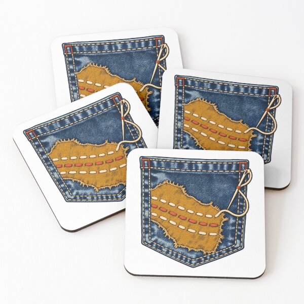 Item preview, Visible Mending Denim Pocket Illustration designed and sold by Philippa Shop.