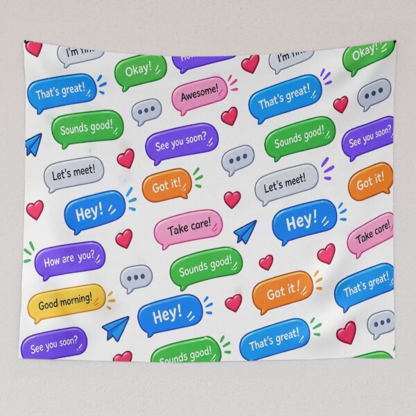 Item preview, Colorful chat message pattern designed and sold by urbanshop7.
