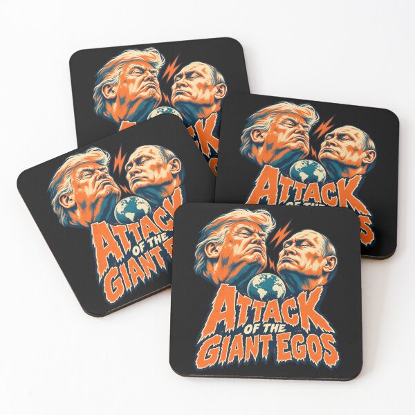 Item preview, Attack of the Giant Egos – Donald Trump Vladimir Putin Satire designed and sold by Gabriela Mihai.
