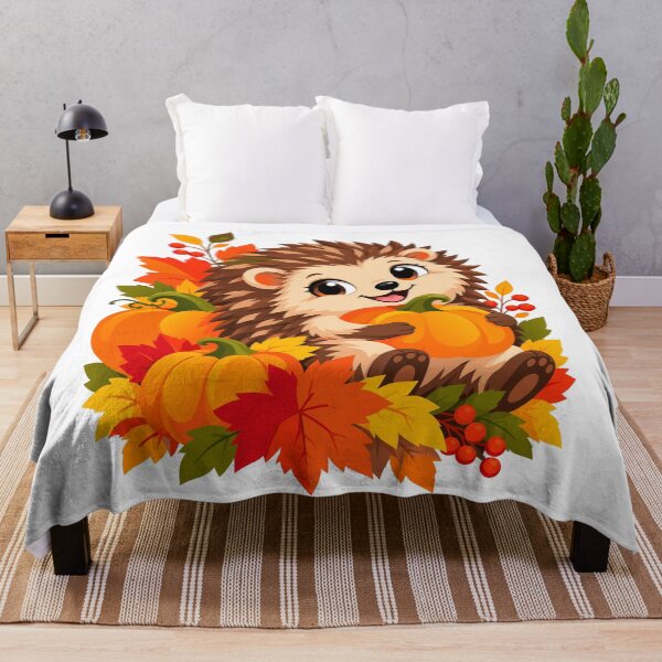 Item preview, Autumn Hedgehog with Pumpkins - Cute Fall Harvest designed and sold by karamram.