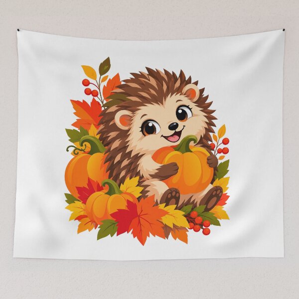 Item preview, Autumn Hedgehog with Pumpkins - Cute Fall Harvest designed and sold by karamram.