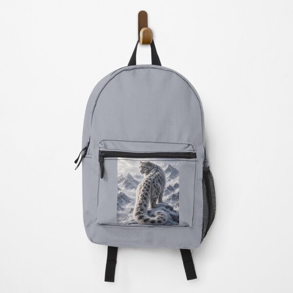 Item preview, Snow Leopard Looking Back in Snowy Mountains – Fluffy Wildlife Art designed and sold by ManJiangHong.