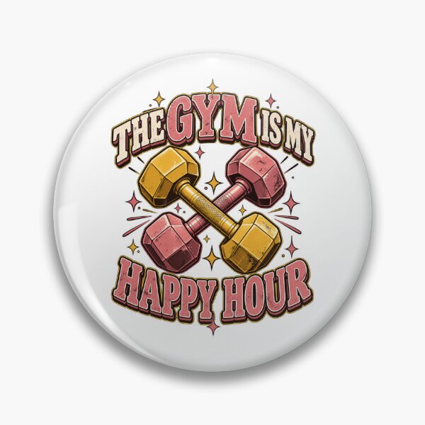 Item preview, The Gym Is My Happy Hour – Retro Dumbbell Fitness designed and sold by Twixly.