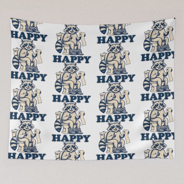 Item preview, Happy Raccoon Bathroom Humor Vintage Design designed and sold by Clothes With Smiling Animals Walt Gral.
