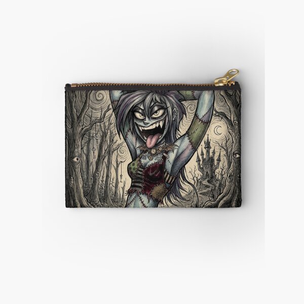 Aperçu de l'œuvre Illustration sombre d'une fille zombie patchwork pour Halloween créée et vendue par Vintage Designs +.