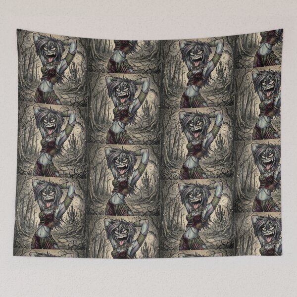 Item preview, Patchwork Zombie girl dark halloween illustration designed and sold by Vintage Designs +.