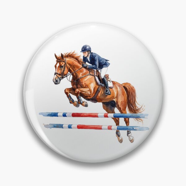 Item preview, Chestnut Show Jumping Horse Rider Watercolor designed and sold by Rutvain.