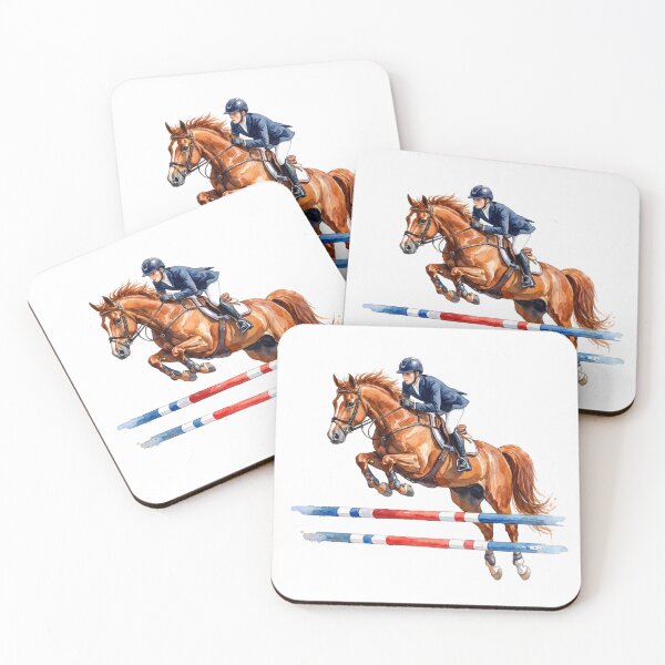 Item preview, Chestnut Show Jumping Horse Rider Watercolor designed and sold by Rutvain.