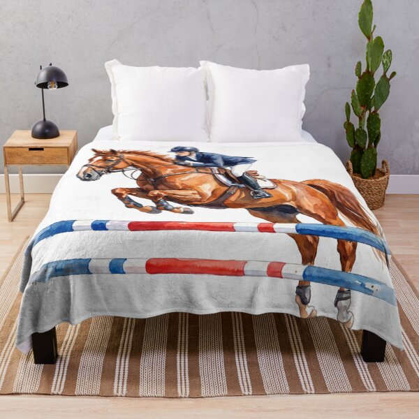 Item preview, Chestnut Show Jumping Horse Rider Watercolor designed and sold by Rutvain.