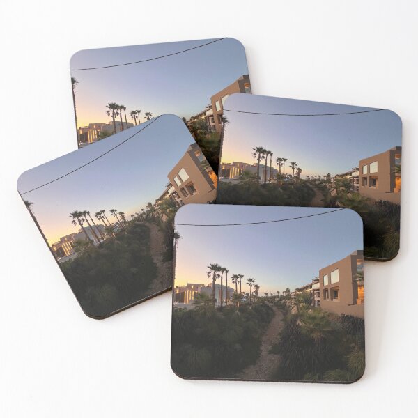 Item preview, Palm trees and bushes line a path with the sunsetting skies  designed and sold by FindMebyTalia.