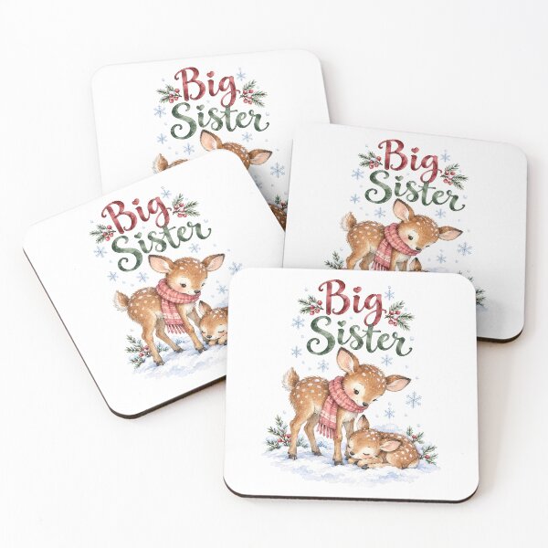 Item preview, Big Sister Watercolor Deer in Winter Snow designed and sold by Watercolorsart.