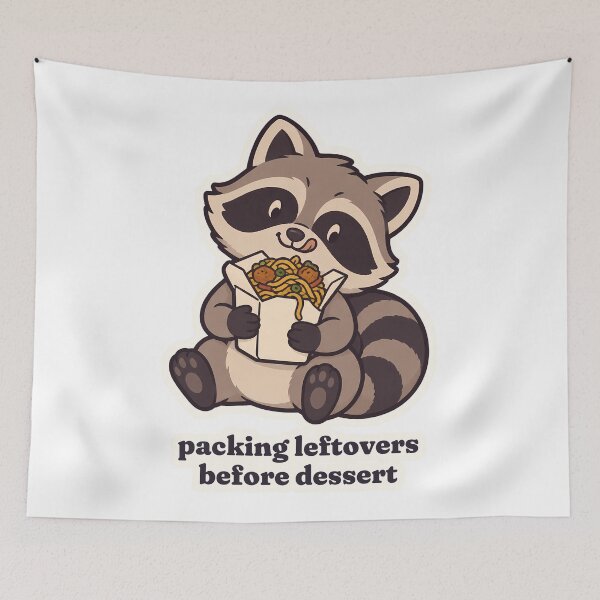 Item preview, Thanksgiving Raccoon Packing Leftovers Before Dessert designed and sold by OuqCreations.