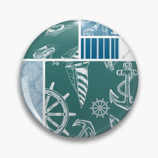 Item preview, Ocean Blue and Blue Green Quilt Design Nautical Charcoal Sketches Collection- Features Netting, Stripes, Nautical Items, and Lighthouse Designs designed and sold by PD-Coastal.