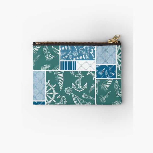 Item preview, Ocean Blue and Blue Green Quilt Design Nautical Charcoal Sketches Collection- Features Netting, Stripes, Nautical Items, and Lighthouse Designs designed and sold by PD-Coastal.