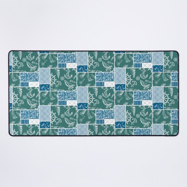 Item preview, Ocean Blue and Blue Green Quilt Design Nautical Charcoal Sketches Collection- Features Netting, Stripes, Nautical Items, and Lighthouse Designs designed and sold by PD-Coastal.