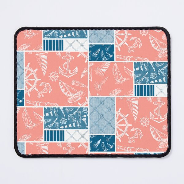 Item preview,  Ocean Blue and Coral Quilt Design Nautical Charcoal Sketches Collection- Features Netting, Stripes, Nautical Items, and Lighthouse Designs designed and sold by PD-Coastal.