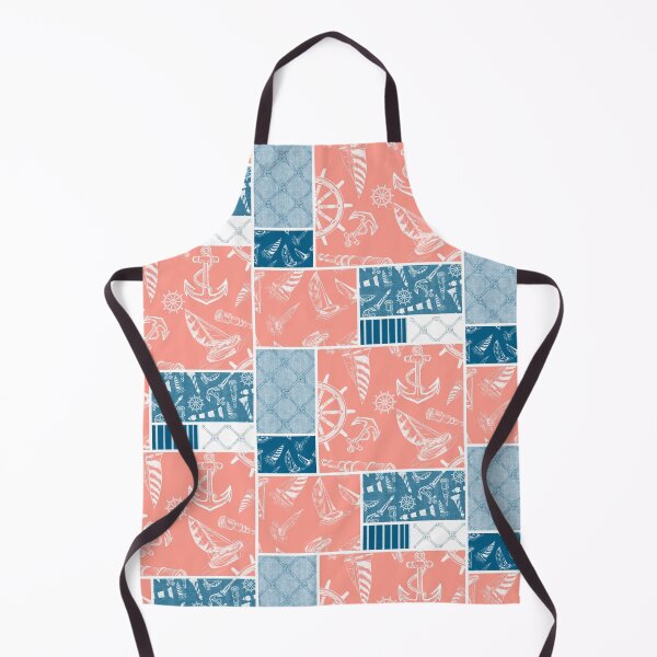 Item preview, Ocean Blue and Coral Quilt Design Nautical Charcoal Sketches Collection- Features Netting, Stripes, Nautical Items, and Lighthouse Designs designed and sold by PD-Coastal.