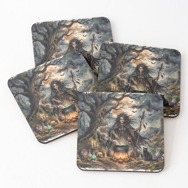 Item preview, Enchanted Witch Brewing a Potion in a Dark Forest designed and sold by TeeBeeDesigns.