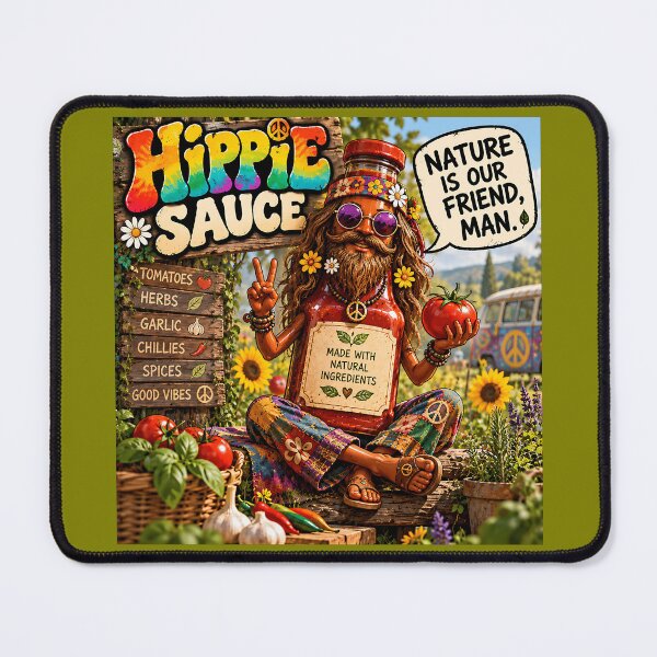 Item preview, Hippie Sauce – Funny Flower Power Food Pun designed and sold by Hornace88studio.