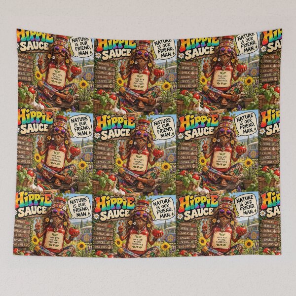 Item preview, Hippie Sauce – Funny Flower Power Food Pun designed and sold by Hornace88studio.