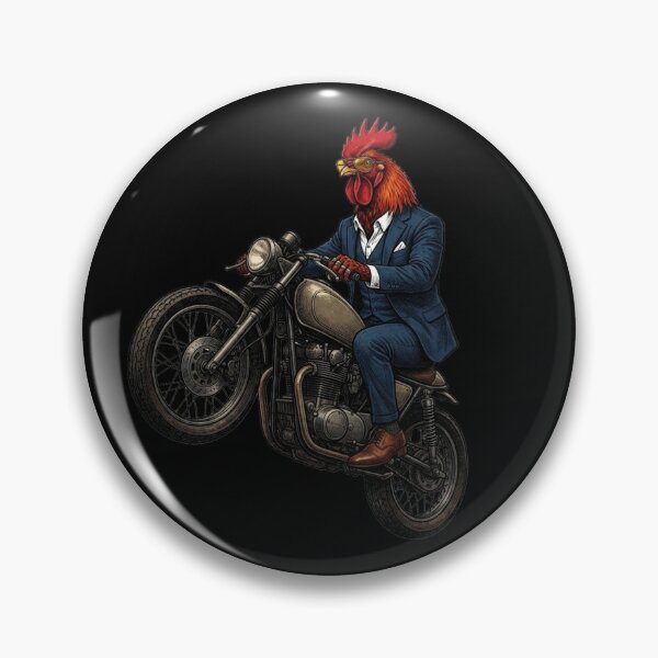Item preview, Elegant Rooster on a Motorcycle in a Blue Suit | Cafe Racer T-Shirt designed and sold by Animal Cosmic Society.