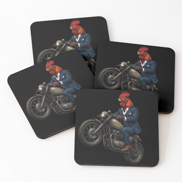 Item preview, Elegant Rooster on a Motorcycle in a Blue Suit | Cafe Racer T-Shirt designed and sold by Animal Cosmic Society.