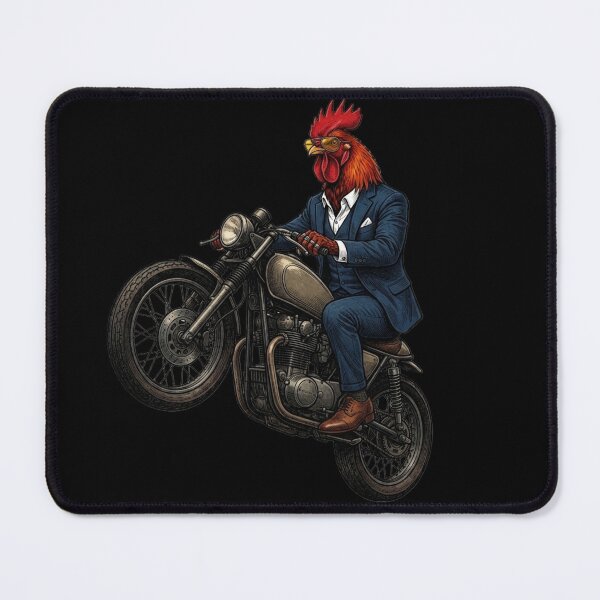 Item preview, Elegant Rooster on a Motorcycle in a Blue Suit | Cafe Racer T-Shirt designed and sold by Animal Cosmic Society.
