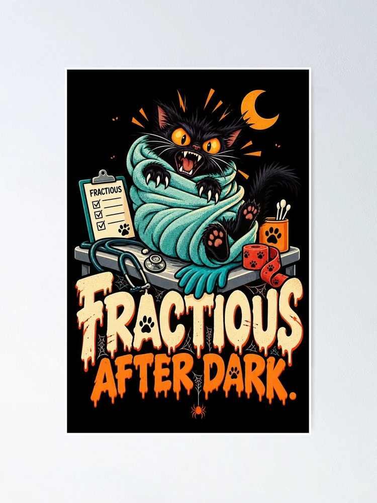 Imagen 1 de 3, Póster con la obra Funny Vet Tech Halloween Fractious After Dark, diseñada y vendida por MOTIFOLK.