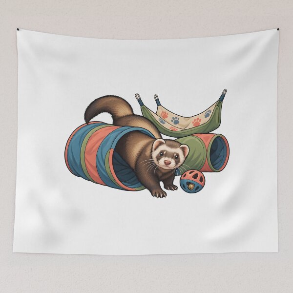 Item preview, Ferret Tunnel Playtime Pet Emblem designed and sold by Philippa Shop.