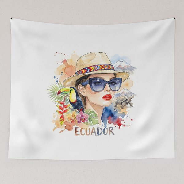 Item preview, Ecuador Tropical Travel Watercolor Illustration designed and sold by EdwinkOne.