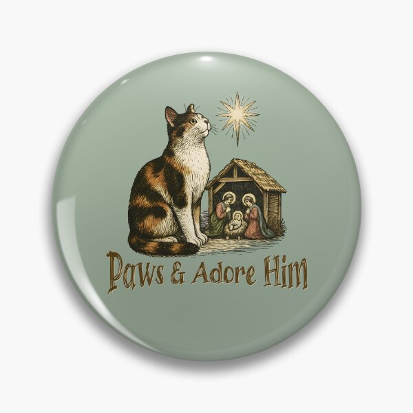 Item preview, Calico Cat Christian Christmas Paws and Adore Him designed and sold by Sachie's Studio.
