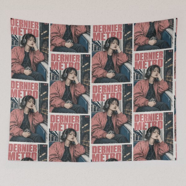Item preview, Last metro — Portrait with headphones, retro night designed and sold by Lazenco.
