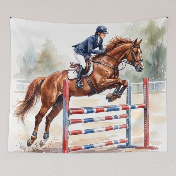 Item preview, Chestnut Show Jumping Horse Equestrian Watercolor designed and sold by Rutvain.