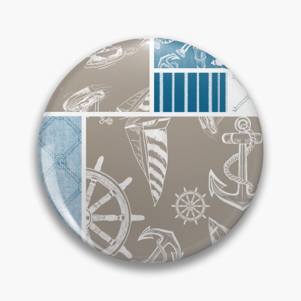 Item preview, Ocean Blue and Driftwood Quilt Design Nautical Charcoal Sketches Collection- Features Netting, Stripes, Nautical Items, and Lighthouse Designs designed and sold by PD-Coastal.