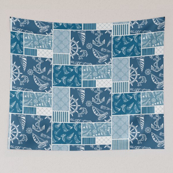 Item preview, Ocean Blue  Quilt Design Nautical Charcoal Sketches Collection- Features Netting, Stripes, Nautical Items, and Lighthouse Designs designed and sold by PD-Coastal.