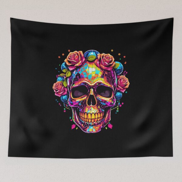 Item preview, Disco Skull - Neon Disco Ball Skull with Roses designed and sold by Jackson-Will.