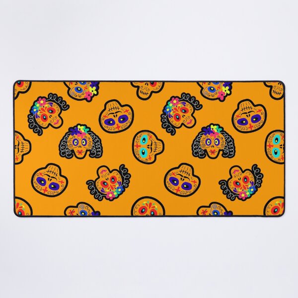 Item preview, Halloween Sugar Skulls Pattern On Pumpkin-Orange Background designed and sold by DEC02.