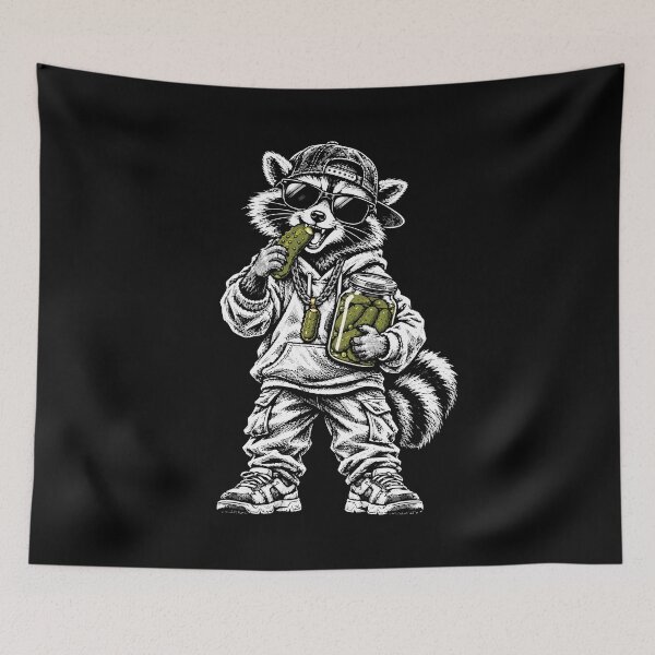 Item preview, Cool Streetwear Raccoon with Pickle Pendant Eating Pickles  designed and sold by NaturEdeN.