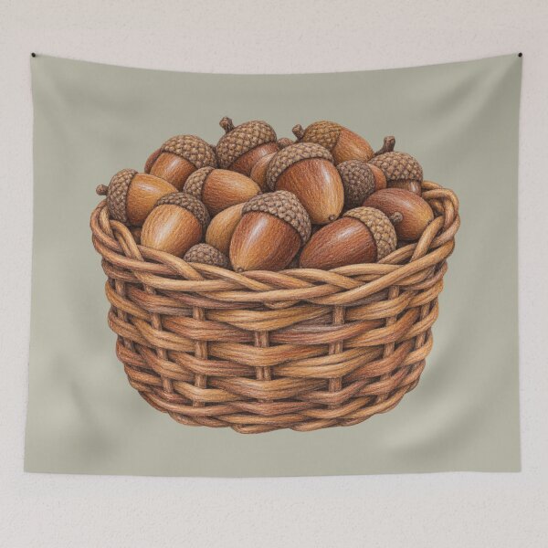 Item preview, Wicker basket filled with acorns - Autumn harvest designed and sold by JOANNASKAH.