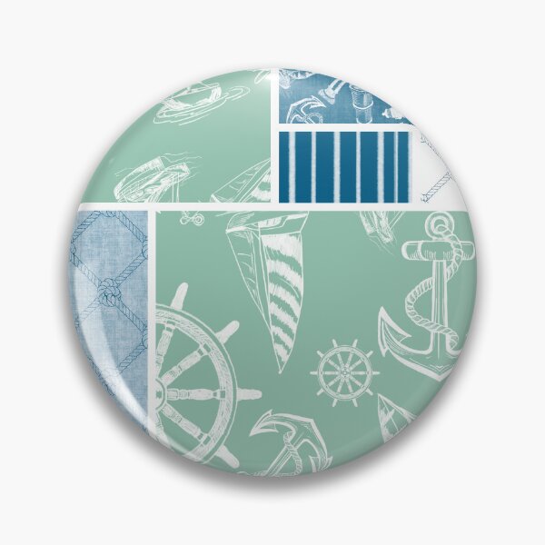 Item preview, Ocean Blue and Seafoam Quilt Design Nautical Charcoal Sketches Collection- Features Netting, Stripes, Nautical Items, and Lighthouse Designs designed and sold by PD-Coastal.