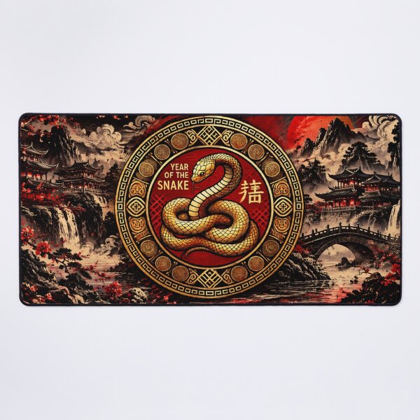 Item preview, Year of the Snake 2025 蛇年 | Chinese Zodiac Golden Snake Lunar New Year designed and sold by Fei Long Design Hub.