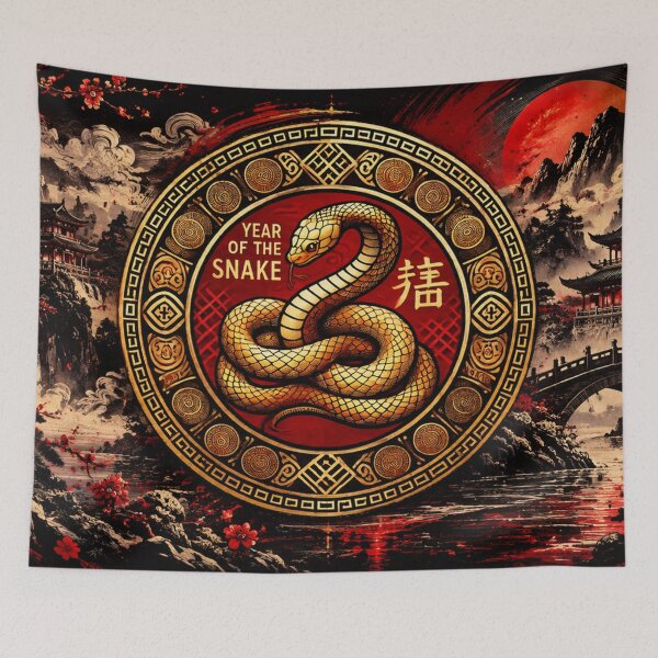 Item preview, Year of the Snake 2025 蛇年 | Chinese Zodiac Golden Snake Lunar New Year designed and sold by Fei Long Design Hub.